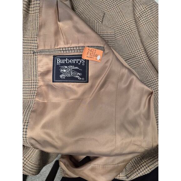 VTG Burberry Wool Tweed Plaid Blazer, Brown/Beige/Grey Tweed 40 R - Picture 3 of 6